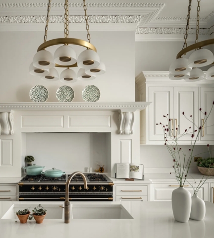 Riverside Victorian Villa - Kitchen with Cube (CH1008) Cabinet Handles in Brushed Brass Waxed - BBW