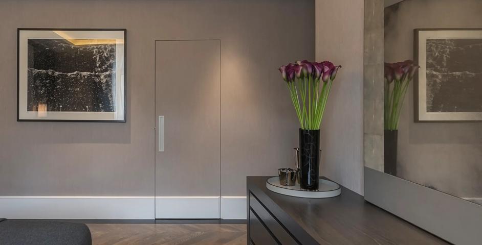 31-33 Lennox Gardens - Bedroom with Recessed Pull (SF1049) in a bespoke size in Brushed Nickel - BN