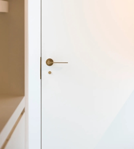10 Hill Road - Hallway with Fonteyn Lever (LV1045) & Minimalist Release (RL1028) in Brushed Brass Waxed - BBW