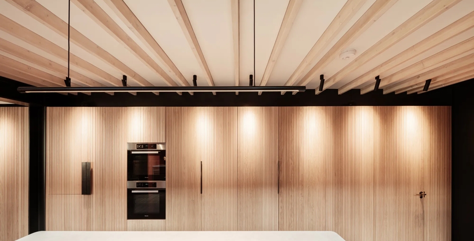 Althorpe Road - Kitchen with Bespoke Moon Edge Pull (EP1011), Round Edge Pull (EP1005), Fonteyn Lever Handle (LV1045) & Round Release (RL1015) in Dark Bronze Waxed - DBZW