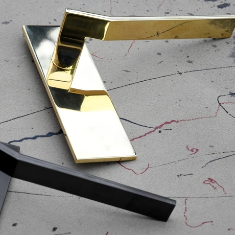 Bespoke Angled Lever Handle on Rectangular Backplate (SP13989) in Polished Brass Waxed - PBW & Dark Bronze Waxed - DBZW