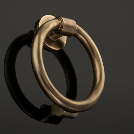 Arty Shot of Bartlett Entrance Door Knocker (ED1062) in Mid Antique Brass Waxed - MABW