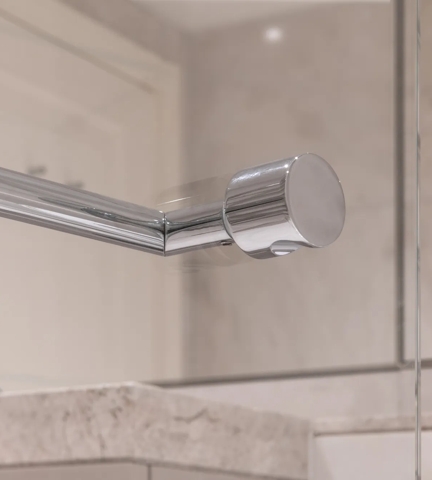 15 Bryanston Square - Shower Door with Arnold Towel Rail & Glass Shower Door Knob (BA1013) in Polished Chrome - PC