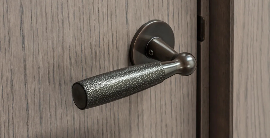5-6 Connaught Place - Internal Door with Bennett Lever with Shagreen (LV1107) in Dark Bronze Waxed - DBZW