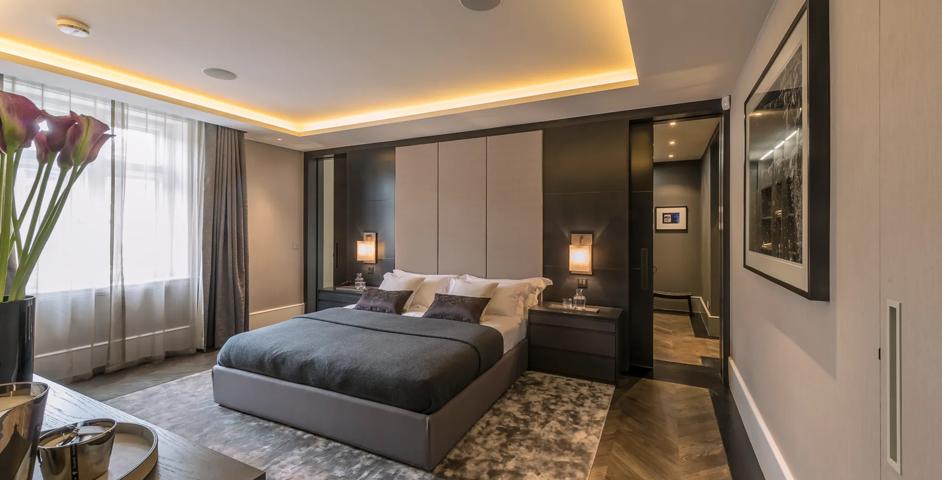 31-33 Lennox Gardens - Bedroom with Recessed Pull (SF1049) in a bespoke size in Brushed Nickel - BN