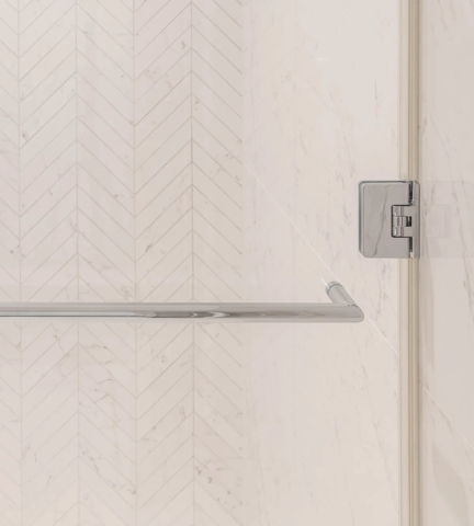 15 Bryanston Square - Shower Door with Arnold Towel Rail & Glass Shower Door Knob (BA1013) in Polished Chrome - PC