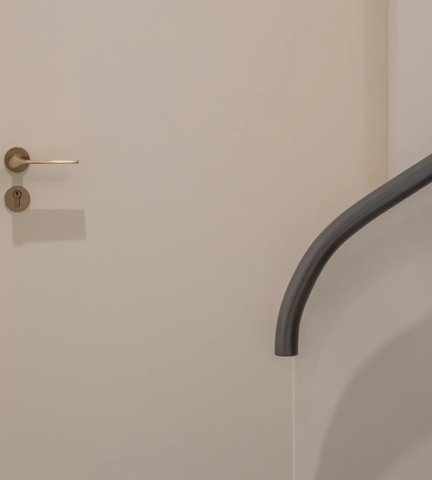 10 Hill Road - Hallway with Fonteyn Lever (LV1045) & Euro Cylinder Profile Escutcheon (ES1070) in Brushed Brass Waxed - BBW